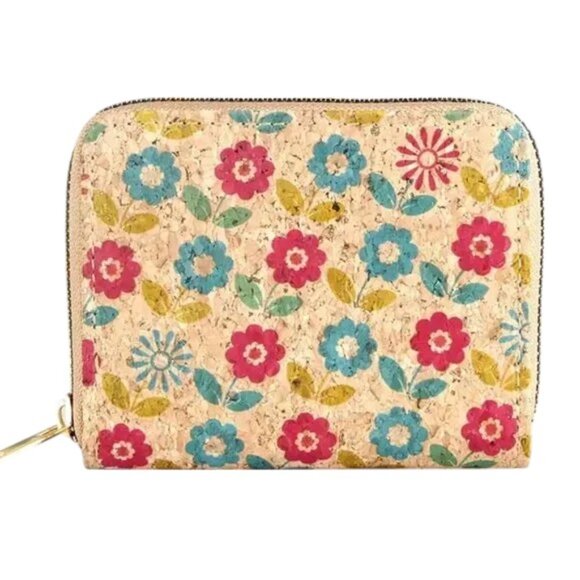 unbranded Handbags - ** Boho Flower Pattern Cork Wallet, Eco-friendly Material Wallet, Zipper